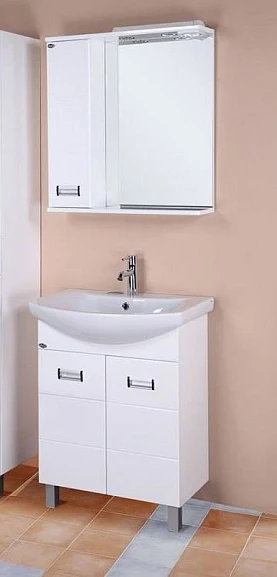 Комплект мебели Onika Балтика 70 белый глянец с бельевой корзиной зеркало L