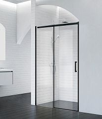 Душевая дверь в нишу BelBagno ACQUA-BF-1-140-C-NERO 140*210 L/R профиль черный с поддоном 140*90*15