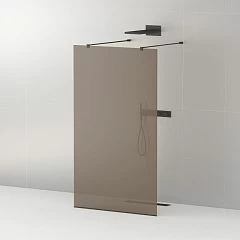 Душевая перегородка CezaresLIBERTA-L-2-100-120-BR-NERO Walk-in 100*120*195 L/R с возможностью двустороннего входа, стекло бронза, профиль черный без поддона