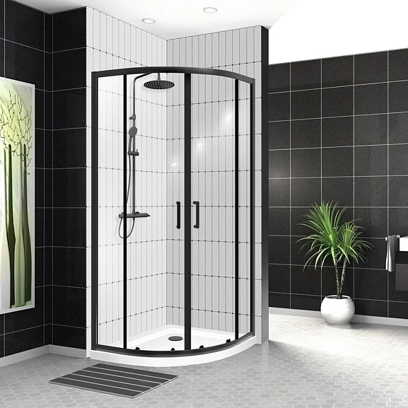 Душевой уголок BelBagno UNO-195-R-2-90-C-NERO 90*90*195 без поддона