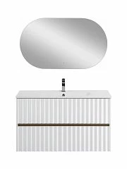 Комплект мебели Art&Max Elegant 100 с LED подсветкой ручек белый матовый