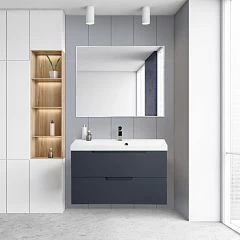 Комплект мебели BelBagno Vittoria 100 Grigio Opaco (с белой раковиной)