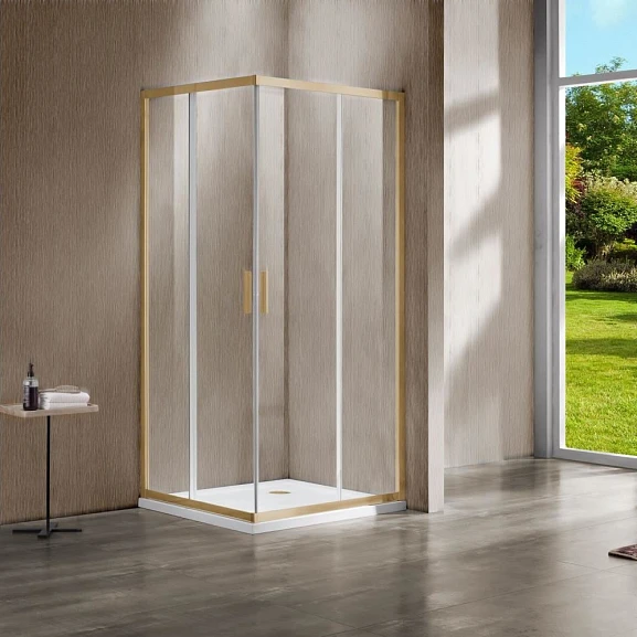 Душевой уголок Vincea Garda VSS 90*90*190 профиль брашированное золото без поддона