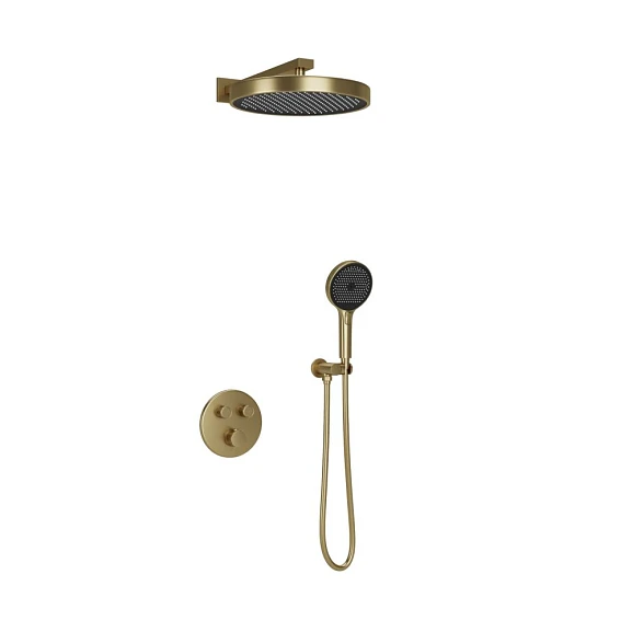 Душевой комплект Sancos Space SC3006BG с термостатом скрытый монтаж брашированное золото