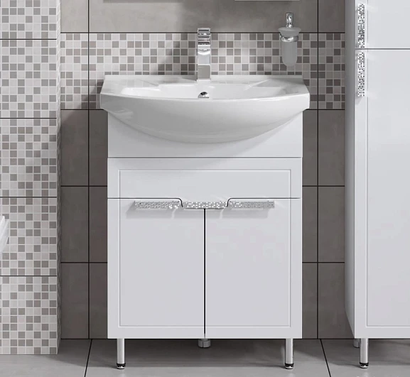 Тумба с раковиной Alavann Vittoria 65-02 белый глянец