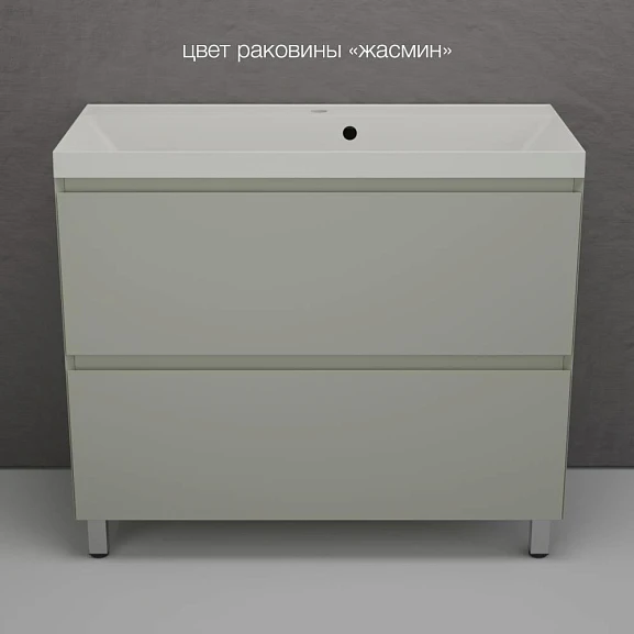 Тумба с раковиной Style Line Манхэттен 100 напольная олива (раковина Asti 100*45 жасмин)