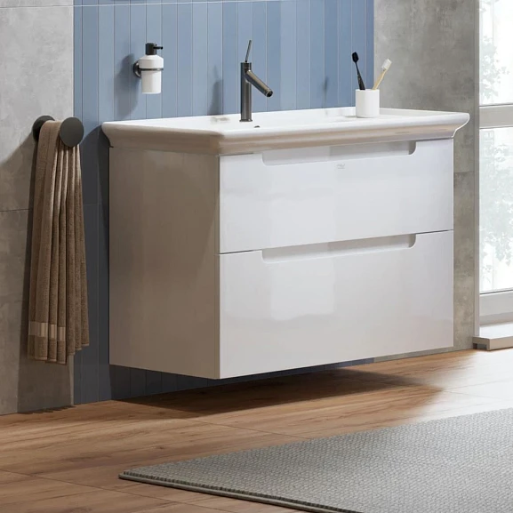 Тумба под раковину Alavann Berta 105 белый глянец