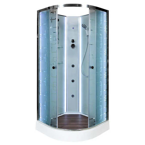 Душевая кабина AvaCan EM1510N 100х100х210 с LED-подсветкой и гидромассажем без крыши