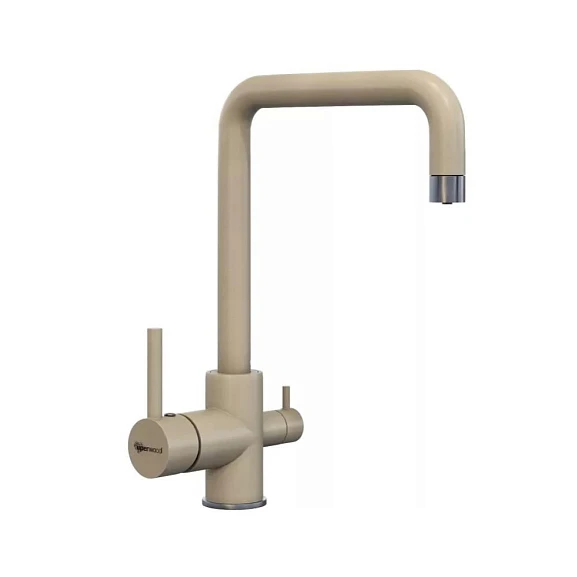 Смеситель Uperwood UPD-004-08 для кухни с функцией подключения фильтра бежевый/вороненая сталь
