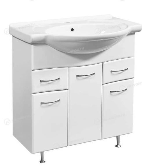 Тумба с раковиной Stella Polar Концепт  80 белый глянец