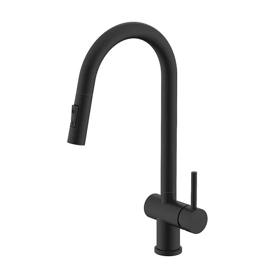 Смеситель Splenka S204.49.06 для кухни с выдвижным изливом черный матовый