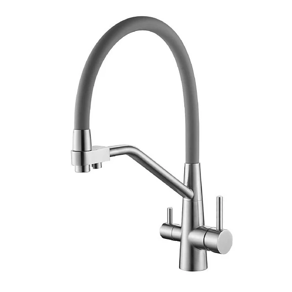 Смеситель Splenka S71.62.05 для кухни с гибким изливом и функцией подключения фильтра сатин