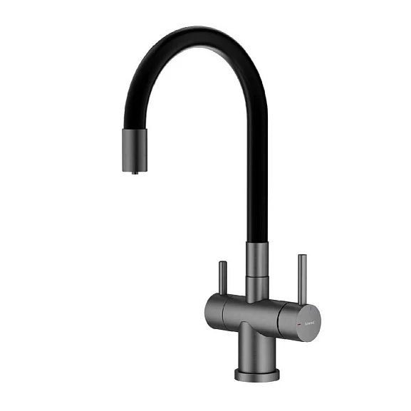 Смеситель Splenka S70.64.09 для кухни с гибким изливом и функцией подключения фильтра графит