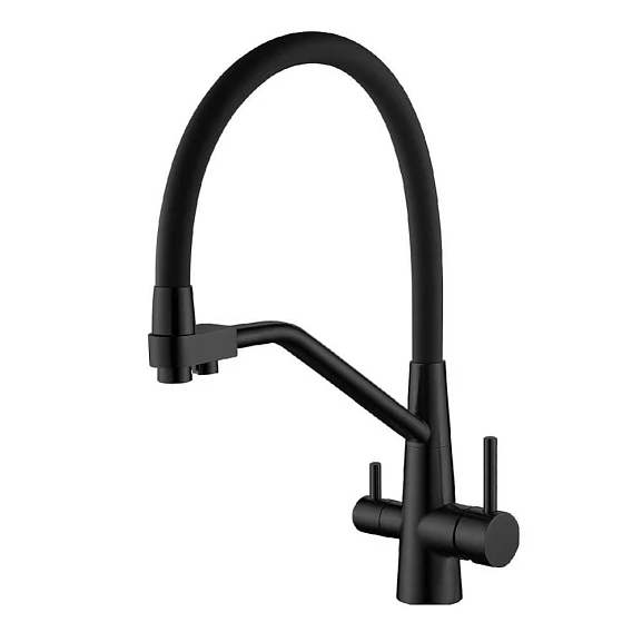Смеситель Splenka S71.62.06 для кухни с гибким изливом и функцией подключения фильтра черный матовый
