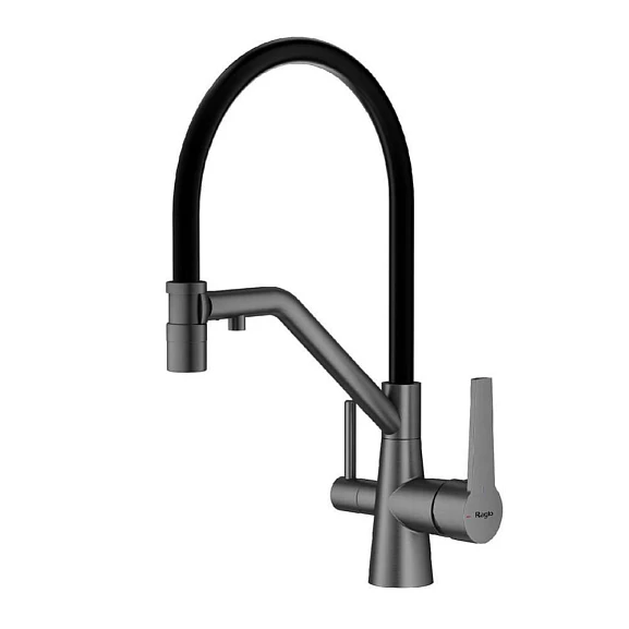 Смеситель Raglo R80.62.09 для кухни с гибким изливом и функцией подключения фильтра графит