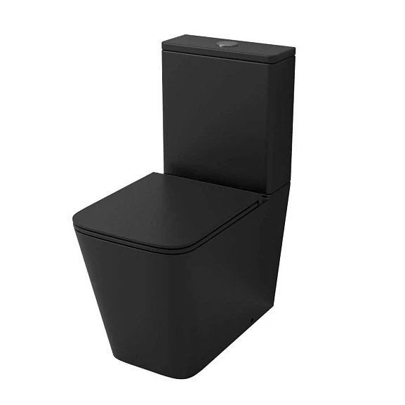 Унитаз-компакт Grossman GR-4418BMSQ 36,5*61 Tornado безободковый, черный матовый с крышкой-сиденьем микролифт Slim