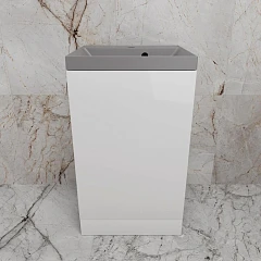 Тумба с раковиной Style Line Моно 50 L/R белый глянец (раковина Asti 50*45 серый шелк)