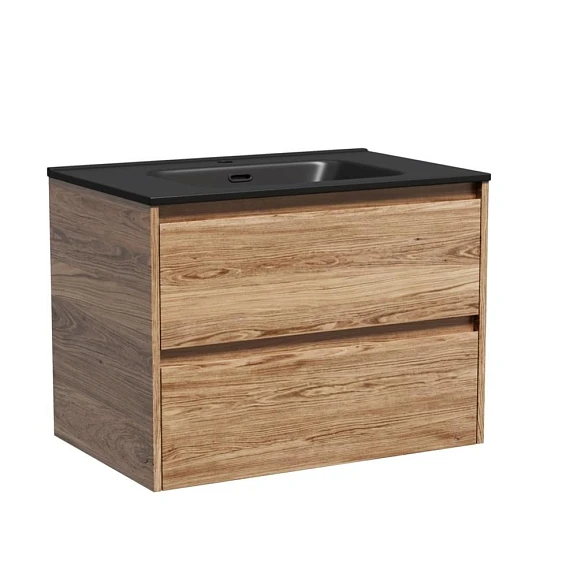 Тумба с раковиной Sancos Libra 70 дуб чарльстон (раковина Element CN7007MB черная матовая)