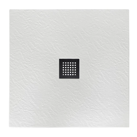 Душевой поддон BelBagno Uno 90*90*3,5 квадратный белый с сифоном и черной матовой декоративной накладкой