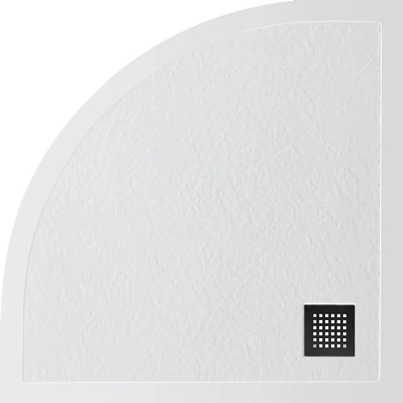 Душевой поддон BelBagno Uno 90*90*3,5 четверть круга белый с сифоном и черной матовой декоративной накладкой