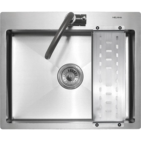 Кухонная мойка Melana ProfLine 60*50 врезная прямоугольная сатин с коландером
