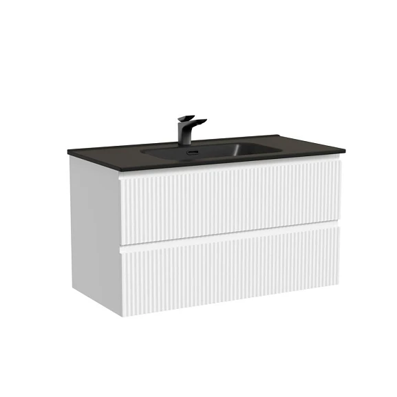 Тумба с раковиной Sancos Snob R 90 Bianco (раковина Element CN7002MB черная матовая)