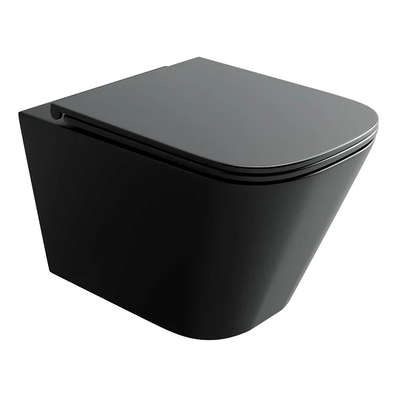 Подвесной унитаз Ceramicanova Union 34*49 черный матовый безободковый Tornado с крышкой-сиденьем микролифт Slim