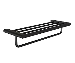 Полка для полотенец Knotlor Bliss TR102BL с держателем черная матовая