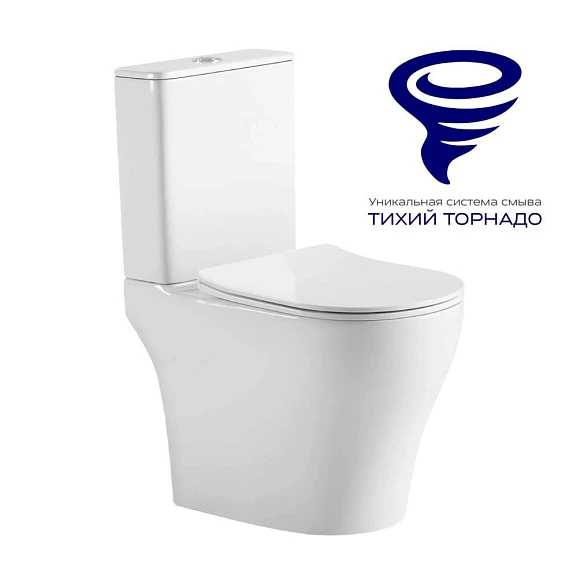 Унитаз-компакт Prato Кодэ 6094A 38,5*66 безободковый Торнадо с крышкой-сиденьем микролифт