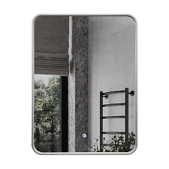 Зеркало Comforty Сириус 60 LED-подсветка, в серебряной алюминиевой раме, холодный свет, сенсор