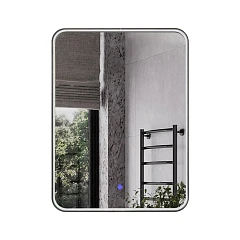 Зеркало Comforty Сириус 60 LED-подсветка, в черной алюминиевой раме, холодный свет, сенсор