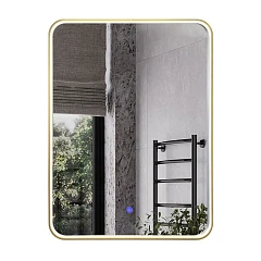 Зеркало Comforty Сириус 60 LED-подсветка, в золотой алюминиевой раме, теплый свет, сенсор