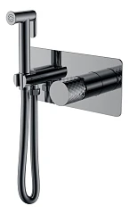 Гигиенический душ со смесителем Boheme Stick 127-SGM скрытый монтаж графит глянец ручка Diamond