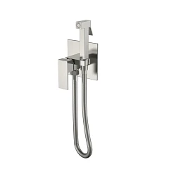 Гигиенический душ со смесителем Boheme Qubic 477-NB скрытый монтаж брашированный никель