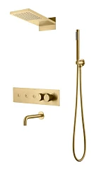 Душевой комплект Boheme Fusion 131-2-MG с термостатом и изливом золото матовое