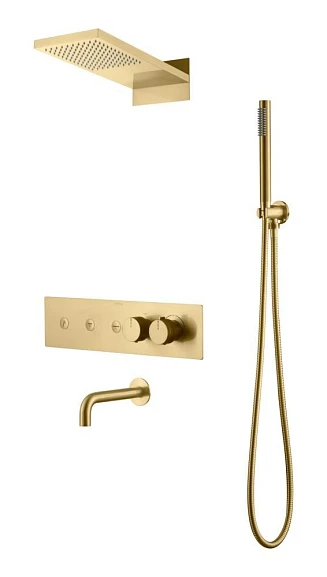 Душевой комплект Boheme Fusion 131-2-MG с термостатом и изливом золото матовое