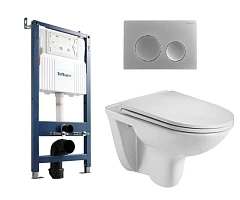 Комплект инсталляции с унитазом BelBagno Baarbach BB-101-M с кнопкой BB-03C-IN сатин