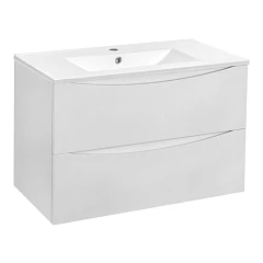 Тумба с раковиной Vincea Mia 75 белый глянец (белая раковина)