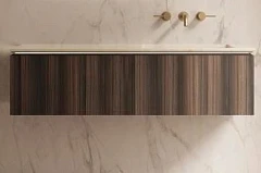 Тумба с раковиной Vincea Luxe 140 натуральный орех (раковина кварц бежевая R)