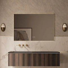 Комплект мебели Vincea Luxe 140 натуральный орех (раковина натуральный мрамор черный Versace L)