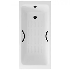 Чугунная ванна Delice Parallel 150х70 с черными матовыми ручками и антискользящим покрытием (комплект)