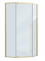 Душевой уголок Cezares Plane 100*100*195 пятиугольный, профиль брашированное золото без поддона