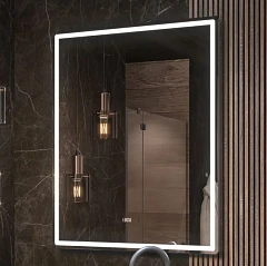 Зеркало Vigo Roberta Luxe 80*100 с Led-подсветкой часами и функцией антизапотевания инфракрасный выключатель