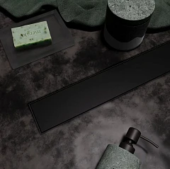 Душевой лоток Veconi Stesso VS900B боковой выпуск черный матовый