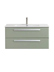 Тумба с раковиной Cezares Эко-Кер-Н/Eco-Cer-N 100 светло-зеленая матовая (раковина CZR-8095-100, ручки сатин)