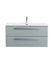 Тумба с раковиной Cezares Эко-Кер-Н/Eco-Cer-N 100 серо-голубая матовая (раковина CZR-8073-100, ручки серые)