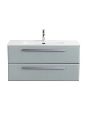 Тумба с раковиной Cezares Эко-Кер-Н/Eco-Cer-N 100 серо-голубая матовая (раковина CZR-8095-100, ручки серые)