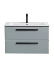 Тумба с раковиной Cezares Эко-Кер-Н/Eco-Cer-N 80 серо-голубая матовая (раковина CZR-8073-80, ручки черные)