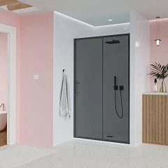 Душевая дверь в нишу Veconi Evo 100 B 160*195, E1-B-160-12-C9 черная (без поддона)