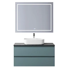 Комплект мебели BelBagno Крафт/Kraft 100 голубой матовый со столешницей Marmo Nero Opaco